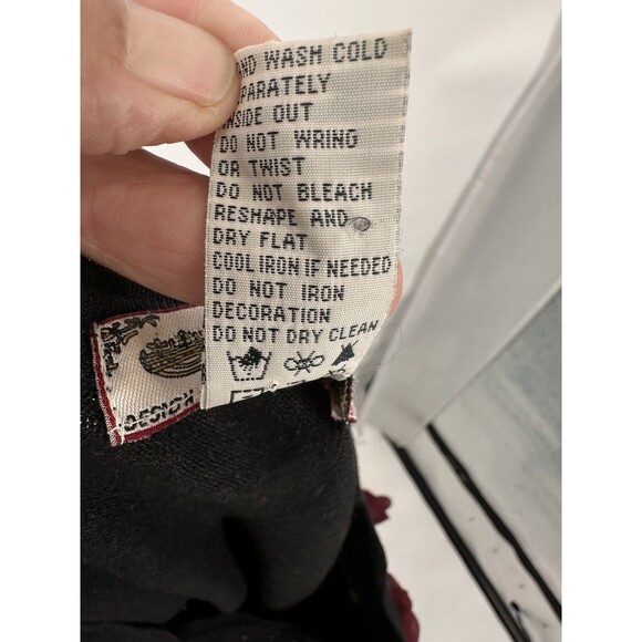 Vintage Tiara International Embroidered Cardigan Black Floral Sweater Womens M - Picture 9 of 13